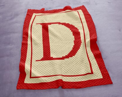 Initial Letter D Blanket C2C Crochet Pattern Alphabet Afghan Dana Dakota Dylan Diana Throw