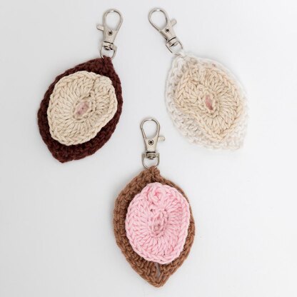 Made with Love,  Sex Education Vulva Keyring - Crochet Pattern in Paintbox Yarns Cotton DK