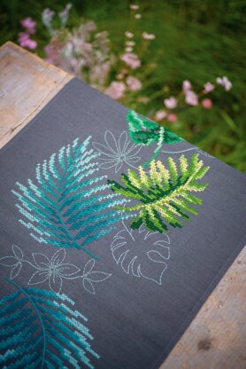 Vervaco Botanical Leaves Table Runner Embroidery Kit - 38 x 138 cm
