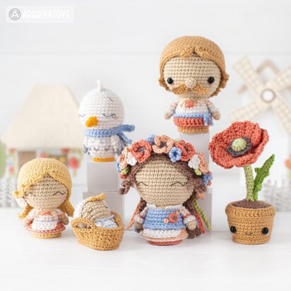 Crochet Pattern for Ukrainian Family from “Mini Kingdom” collection / crochet patterns by AradiyaToys (Olka Novytska) Amigurumi tutorial PDF file crochet ukraine amigurumi stork crochet cossack amigurumi poppy flower baby crochet