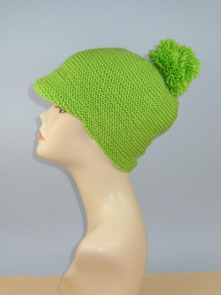 Peak Garter Stitch Bobble Cap