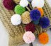 Large tote with colorful pom poms