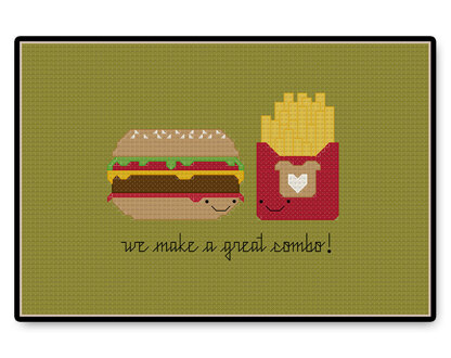 Burger and Fries Kawaii - PDF Cross Stitch Pattern