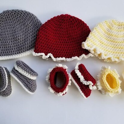 Rag Quilt Baby Hat and Booties