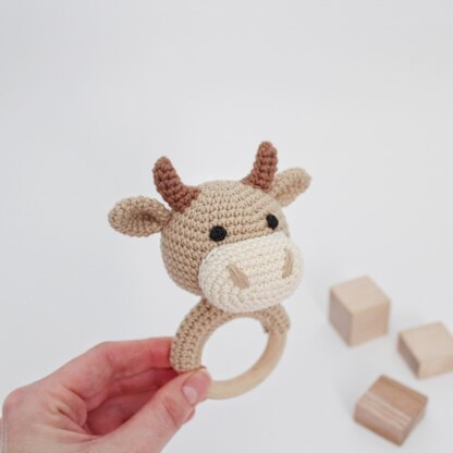 Bull crochet pattern rattle Sensory toy cow Amigurumi pattern farm animal