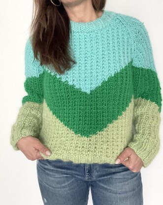 Chevron Raglan Pullover