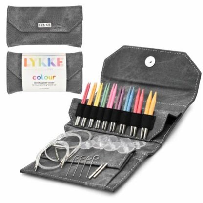 Lykke Colour Wooden Interchangeable Knitting Needle Set - Grey Denim 3.5" Tips US 3 to 10.5