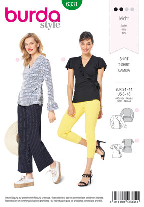 Burda Style Misses' Wrap Top B6331 - Paper Pattern, Size 8-18