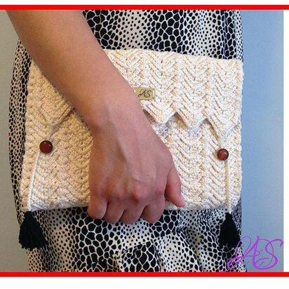 Clutch Purse Chevron with Tassels