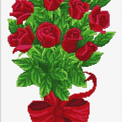 Needleart World Bouquet of Red Rose Buds No-Count Cross Stitch Kit - 21 x 43cm (Multi)