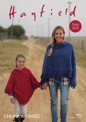 Ponchos in Hayfield Chunky Tweed - 7812- Downloadable PDF