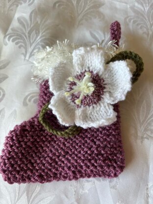 Christmas Rose DK gift stocking vintage home decor knitting pattern