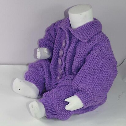 Baby Aran Button Up Moss Stitch Collar Onesie