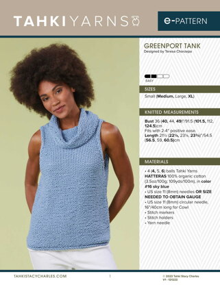 Greenport Tank - Slipover Knitting Pattern for Women in Tahki Yarns Hatteras by Tahki Yarns
