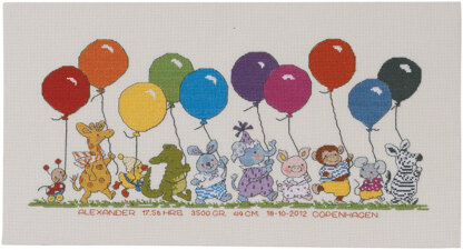 Permin Happy Friends Nursey Cross Stitch Kit - 42cm x 22cm