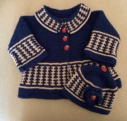 Navy/Camel Baby Coat & Hat