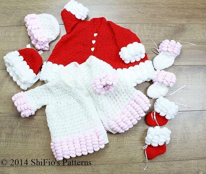 200- Pom Pom Edge Baby Matinee Set Knitting Pattern #200