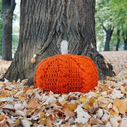 Cabled texture pumpkin pouf