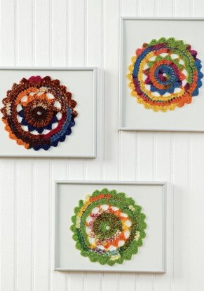 Colorful Crocheted Doilies in Red Heart Heart & Sole - LW1613