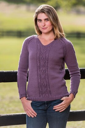 Top-Down Cable and Diamond Pullover #189