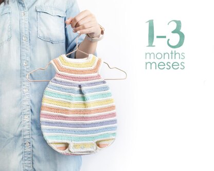 Size 1-3 months - CROCHET Rainbow Romper