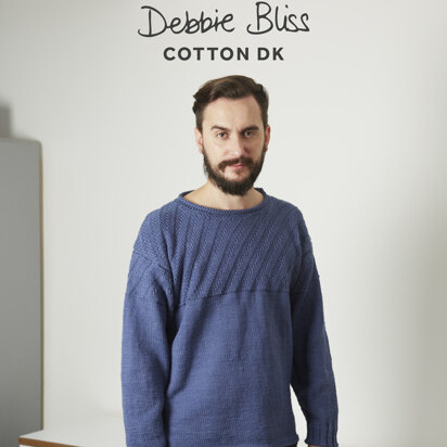 "Guernsey Jumper" - Sweater Knitting Pattern For Men - Sweater Knitting Pattern For Men in Debbie Bliss Cotton DK