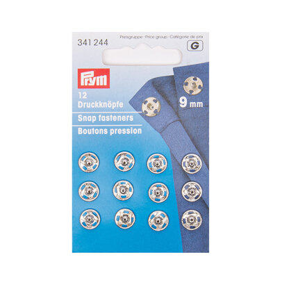 Prym Sew-On Snap Fasteners 9 mm Silver Colour