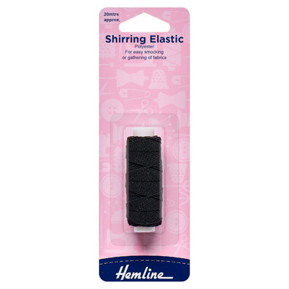 Hemline Shirring Elastic: 20m x 0.75mm: Black