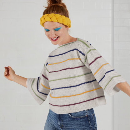 Rainbow Boat Neck Top - Free Crochet Pattern For Women in Paintbox Yarns Simply DK