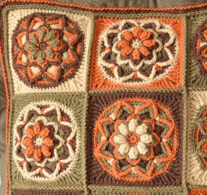 Chocolate Lotus Pillow - Overlay crochet