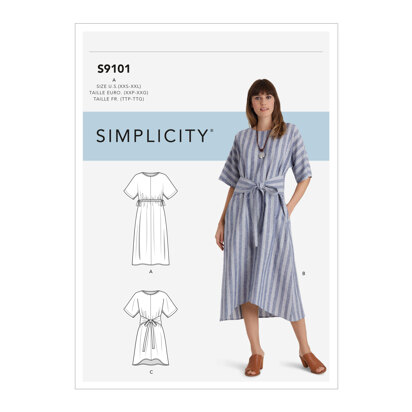 Simplicity Misses' Pullover Dresses In Two Lengths S9101 - Paper Pattern, Size A (XXS-XS-S-M-L-XL-XXL)