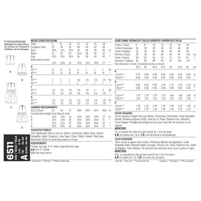 New Look 6511 Womenâ€™s  Tops With Length and Sleeve Variations 6511 - Paper Pattern, Size A (6-8-10-12-14-16-18)