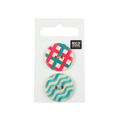 "Rico Wooden Buttons, Graphic Print"