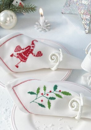 Enchanting Christmas - Napkins Sprig and Father Christmas in Anchor - Downloadable PDF
