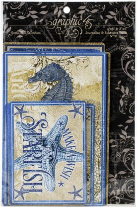 Graphic 45 Ocean Blue Ephemera Cards - (16) 4"X6" & (16) 3"X4"