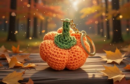 Pumpkin Keychain Crochet Pattern (PDF + Video Tutorial) – Beginner