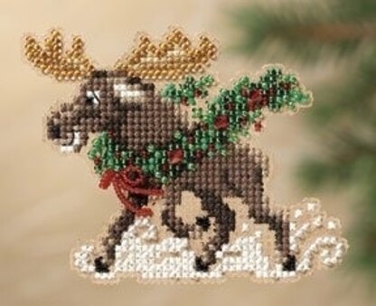 Mill Hill Merry Moose Fridge Magnet Cross Stitch Kit - Multi
