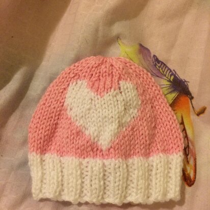 Coloured Heart Engraved Newborn Baby Beanie Pattern