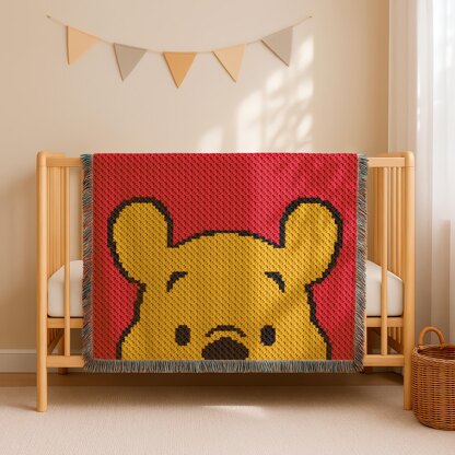 Winnie The Pooh Blanket C2C CROCHET PATTERN Cartoon Red Throw Baby Receiving