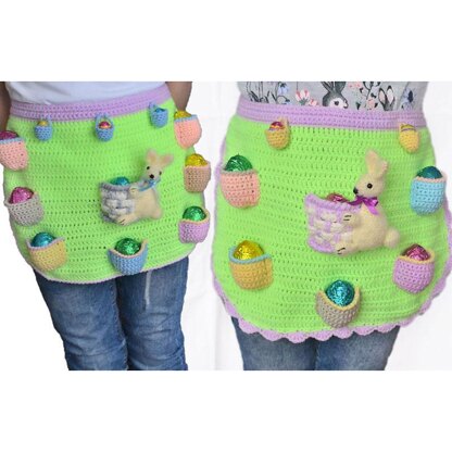 Egg-cellent apron. Egg gathering. Crochet apron. Chicken egg pockets. Easter pattern