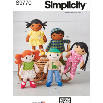 Simplicity 14 1/2" Cloth Dolls and Clothes by Longia Miller S9770 - Sewing Pattern