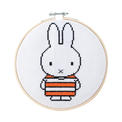 Cotton Clara Miffy Cross-Stitch Kits - Orange + White Cross Stitch Kit - 15cm