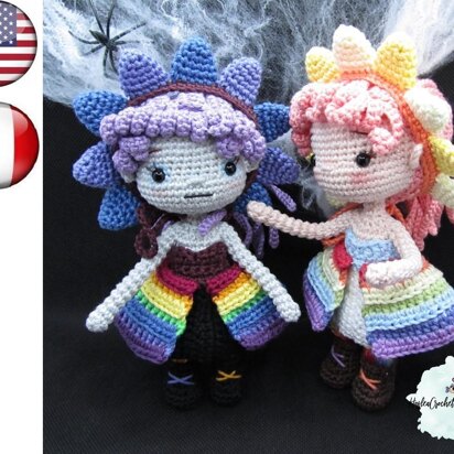 Doll crochet pattern tutorial "Mini rainbow fairy"