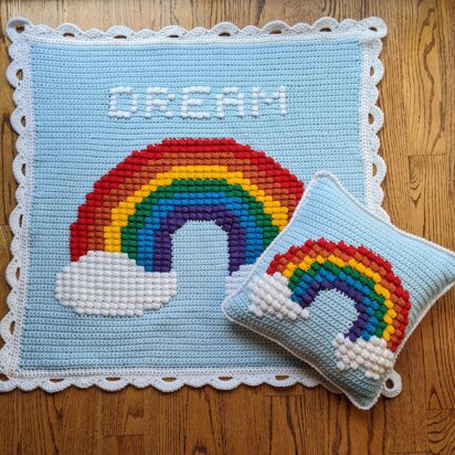 Rainbow Puff Blanket & Pillow Set