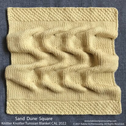 Sand Dune Square - A Tunisian Crochet Blanket Square.