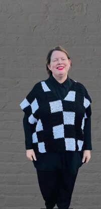 Wednesday Checkerboard Crochet Vest