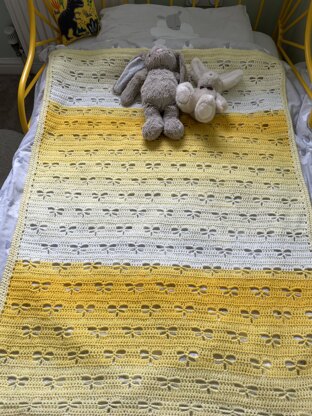 Sunshine Yellow Butterfly cot blanket