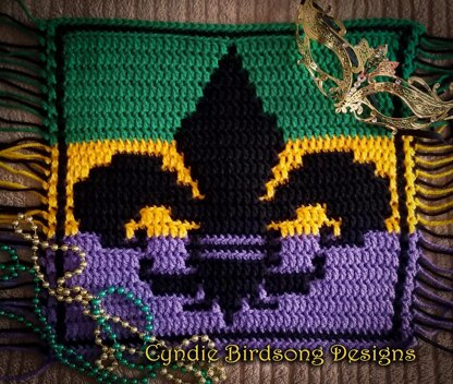 Overlay Mosaic Crochet Square - Fleur-de-lis