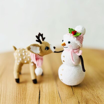 Amigurumi Christmas deer, crochet snowman, crochet deer, amigurumi snowman pattern, Christmas crochet