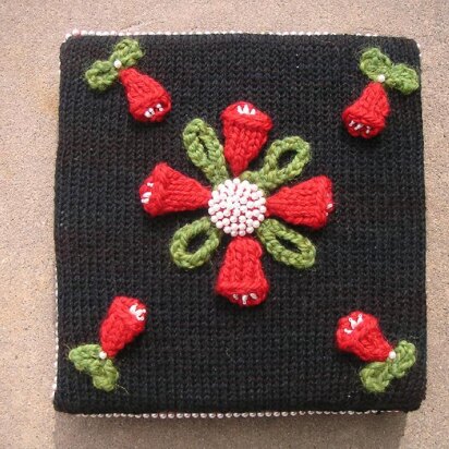 Red Tulips Pillow with Beaded Button
